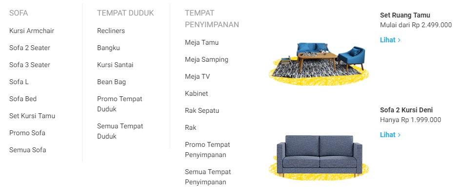 Berbagai furniture minimalis ruang tamu